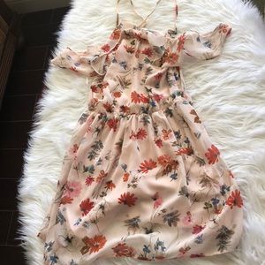 Light pink floral mini dress